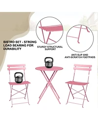 gaomon 3-Piece Folding Bistro Set, 2 Chairs and 1 Table, Weather-Resistant Outdoor/Indoor Conversation Set