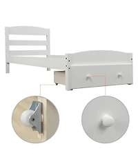 flynama Twin Size Platform Bed Frame With Storage Drawer Wood Slats No Box Spring