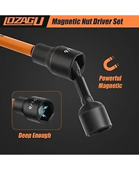 Xdovet 16Pcs Long Magnetic Nut Driver Set for Impact Drill, 6 Inch Long Nut Driver Set, Sae and Metric, 1/4 Inch Hex Shank, Cr-v Steel