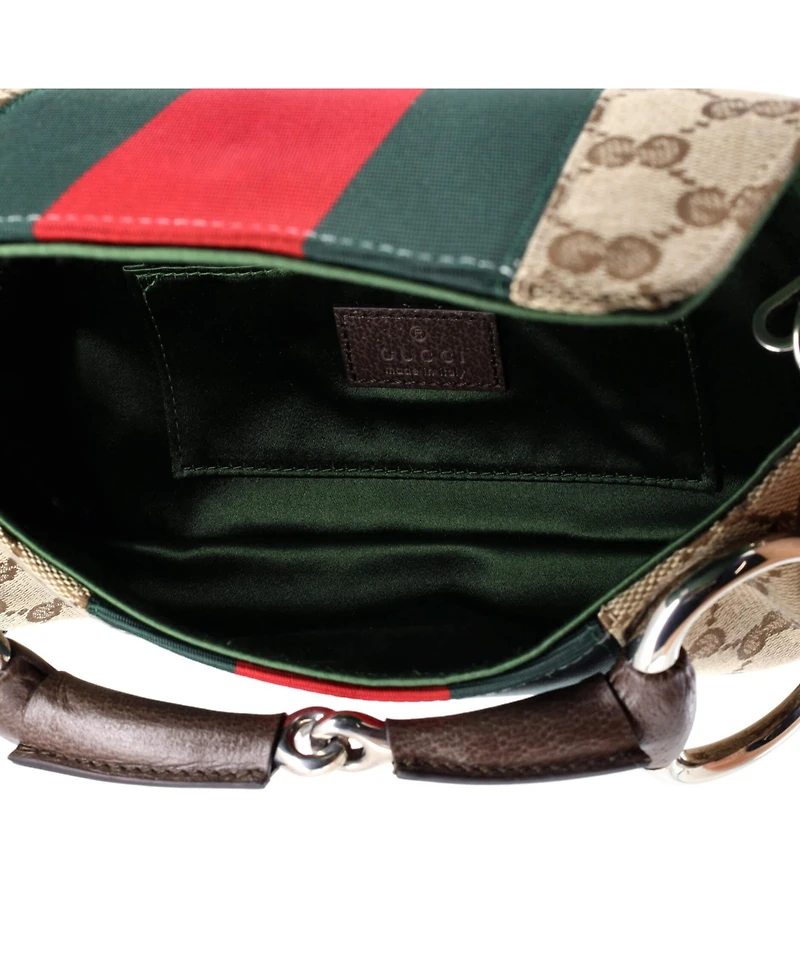 Pre-Owned Gucci Small Horsebit Nm Web Chain Clutch Gg Canvas