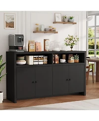 gaomon Buffet Sideboard Cabinet with Storage, 55" Large Farmhouse Kitchen Storage 4 Doors & Adjustable Shelves, Wood Coffee Bar Cabi