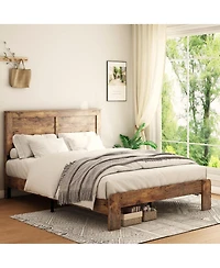 flynama Wood Platform Bed Noise Free Storage Easy Assembly