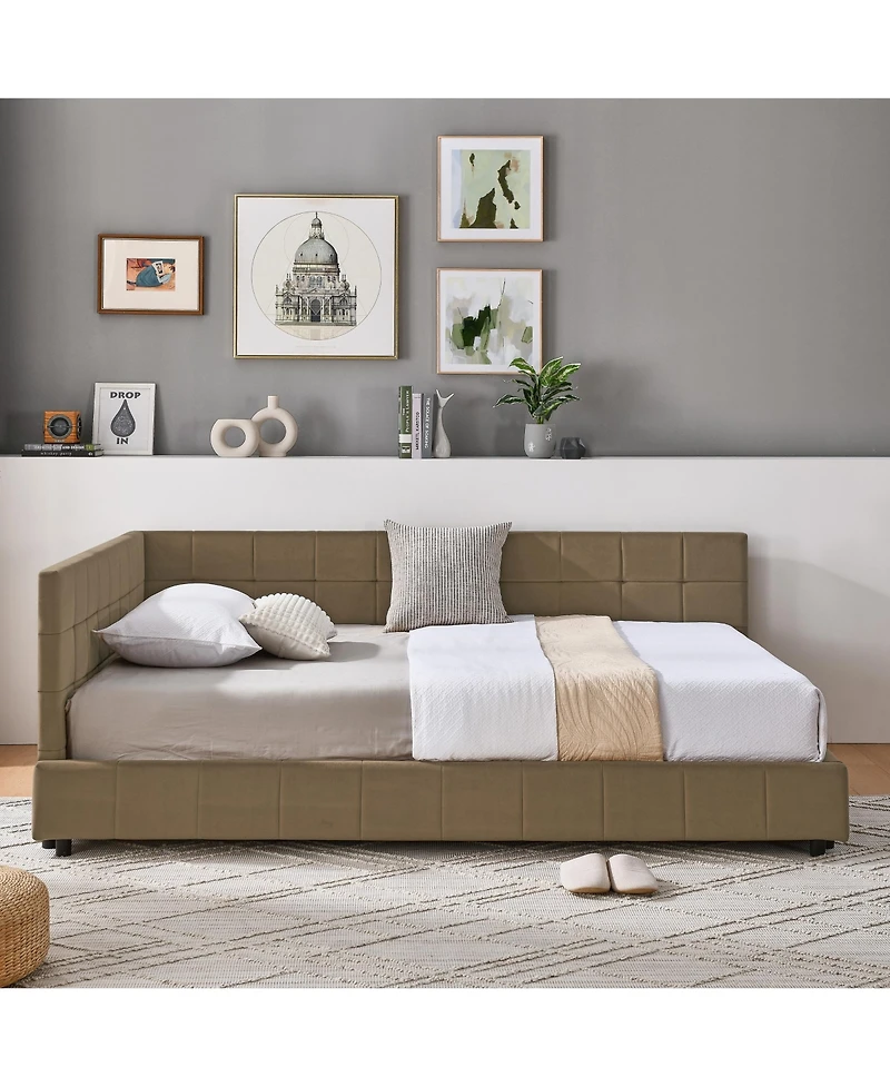 flynama Full Size Velvet Tufted Daybed Backrest