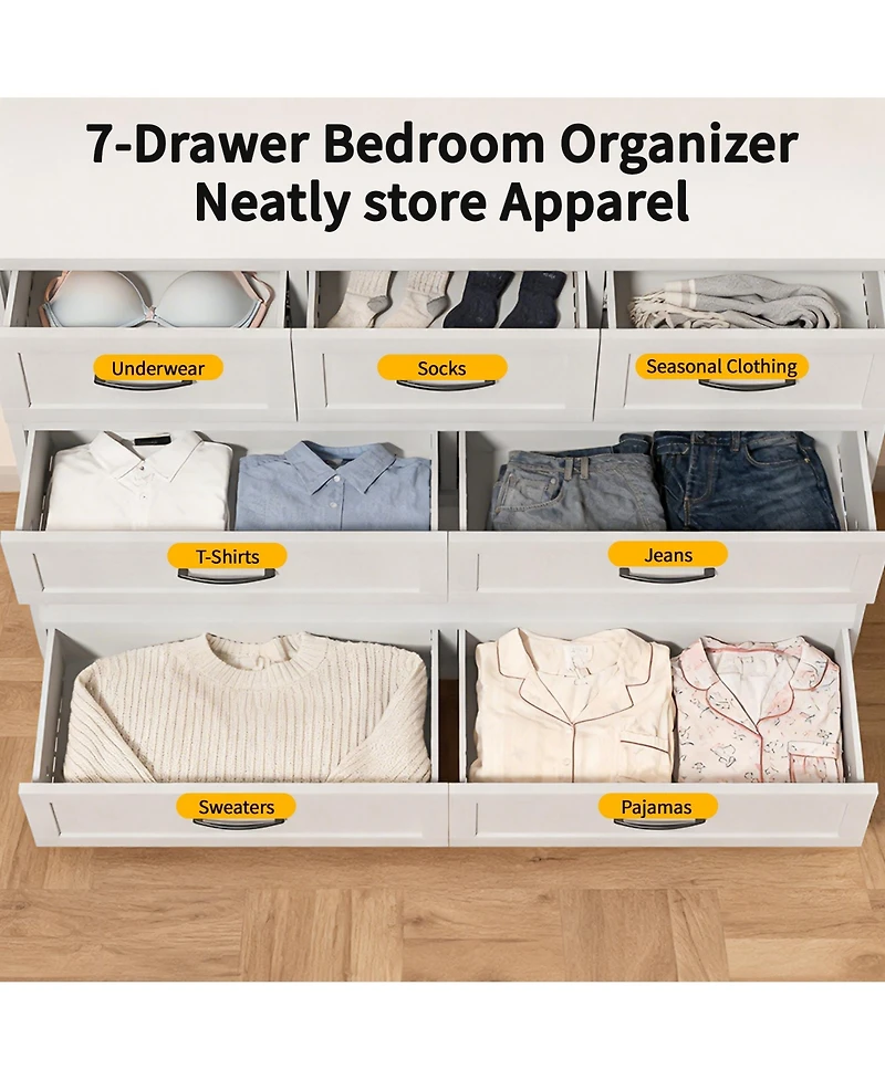 Rainsken 7 Drawer Dresser for Bedroom