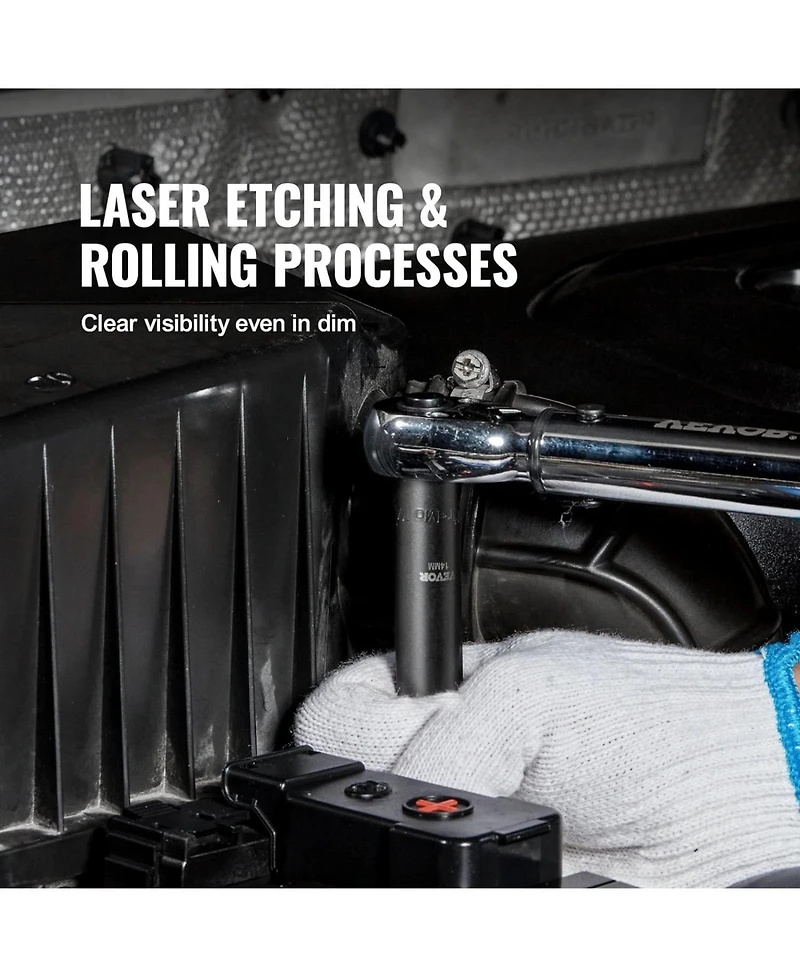 Xdovet Rive Impact Socket Set, 48 Piece Socket Set Sae and Metric 8-22mm 6 Point Cr-v Drive Extension Bar Universal Joint and Power Drill Adapter