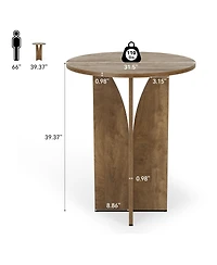 Tribesigns Round Bar Table, 39.37'' H Counter Height Cocktail Table, Wooden High Top Home Bar Unit