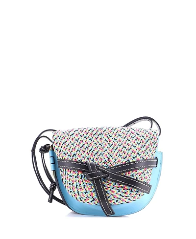 Pre-Owned Loewe Small Gate Shoulder Bag Leather with Raffia