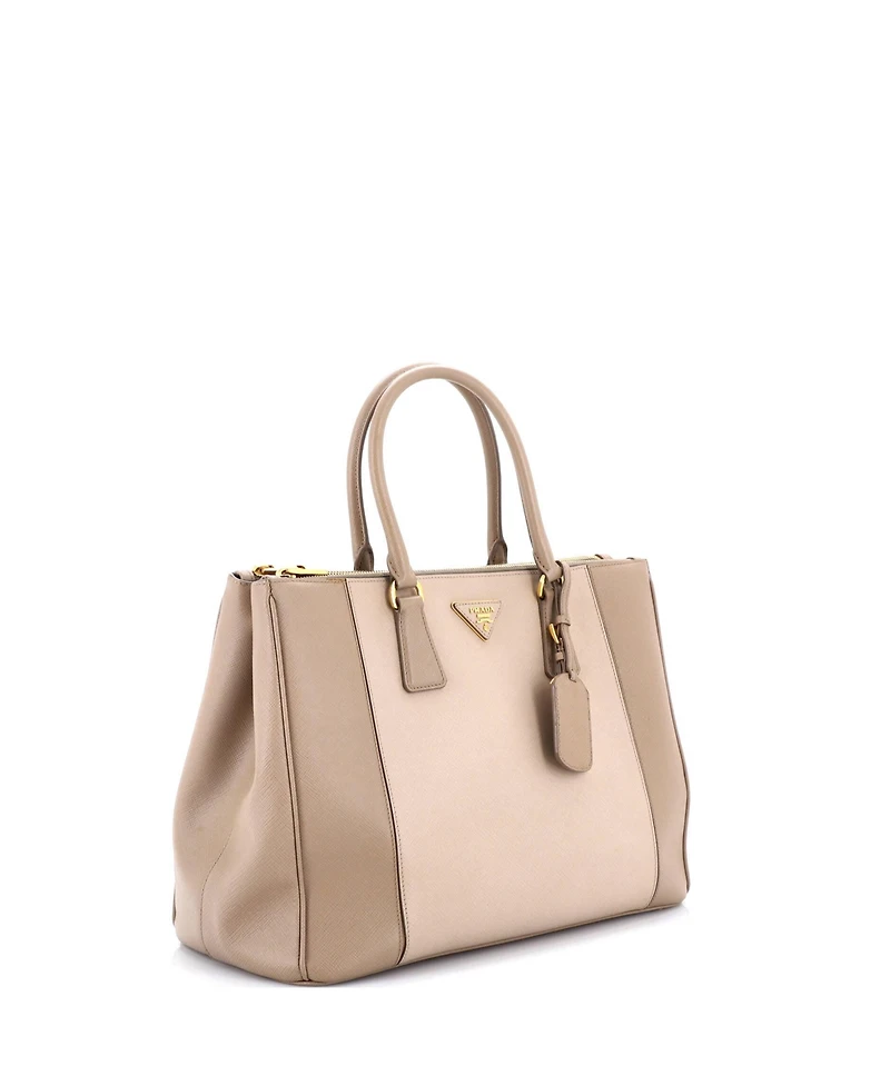 Pre-Owned Prada Medium Bicolor Double Zip Lux Tote Saffiano Leather