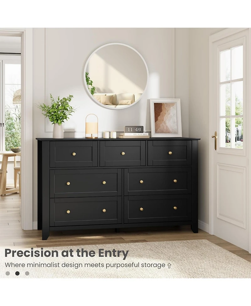 gaomon 7 Drawer Dresser for Bedroom, 54" Wide with Deep Drawers and Metal Knobs, Modern Large Wooden Chests of Entryway