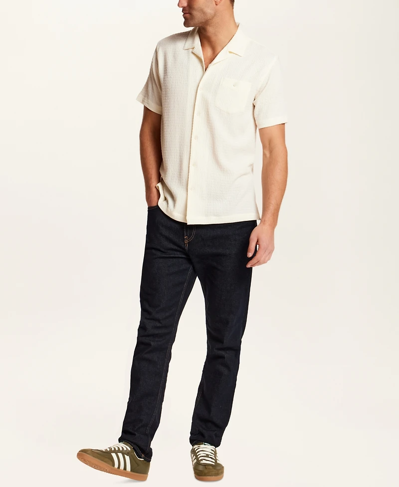 Vintage & Black Men's Crinkle Texture Camp Collar Shirt