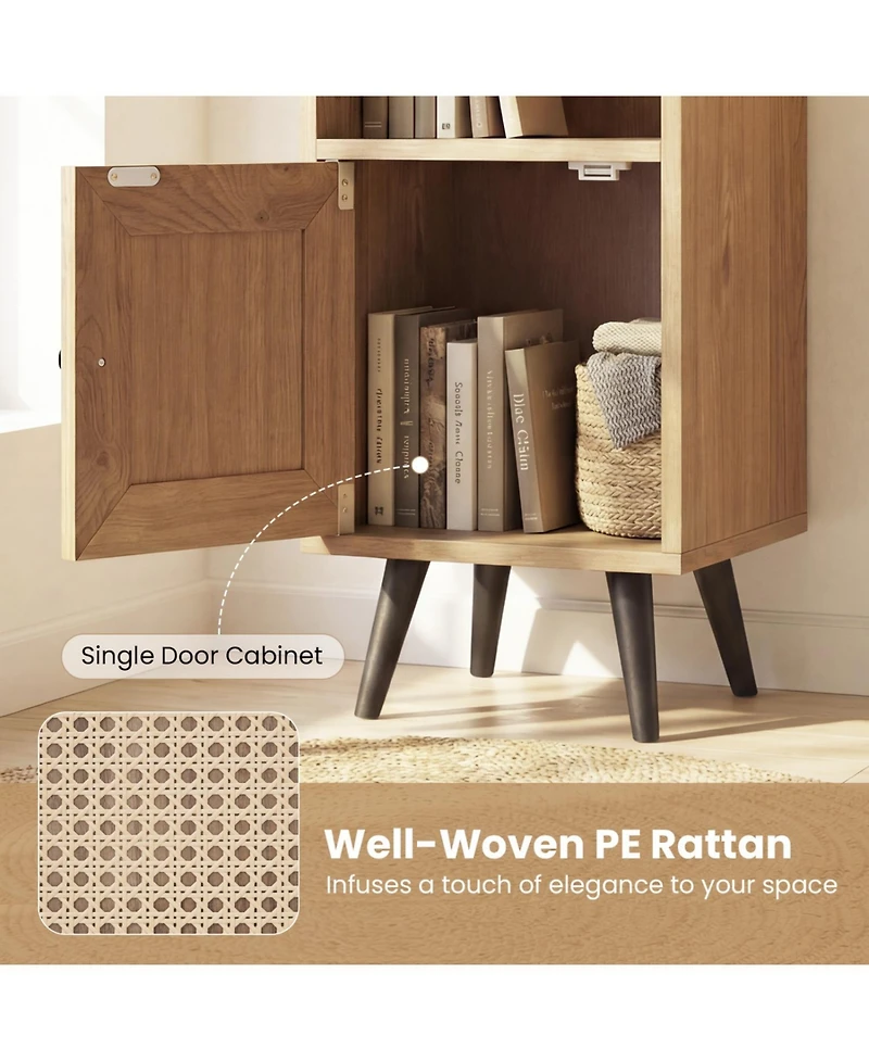 Slickblue 6-Tier Tall Narrow Bookcase 54 Inches Slim Storage