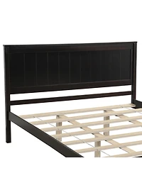 flynama Espresso Wood Platform Bed Frame with Headboard Wood Slat Support No Box Spring Needed