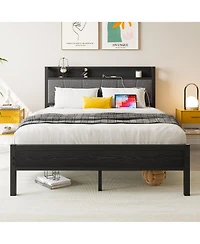 flynama Bed Frame Storage Headboard Charging Station Easy Assembly