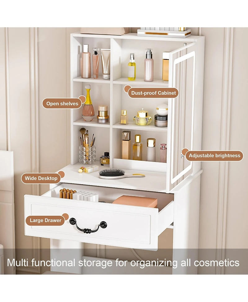 Rainsken Modern Makeup Vanity Set with Padded Stool
