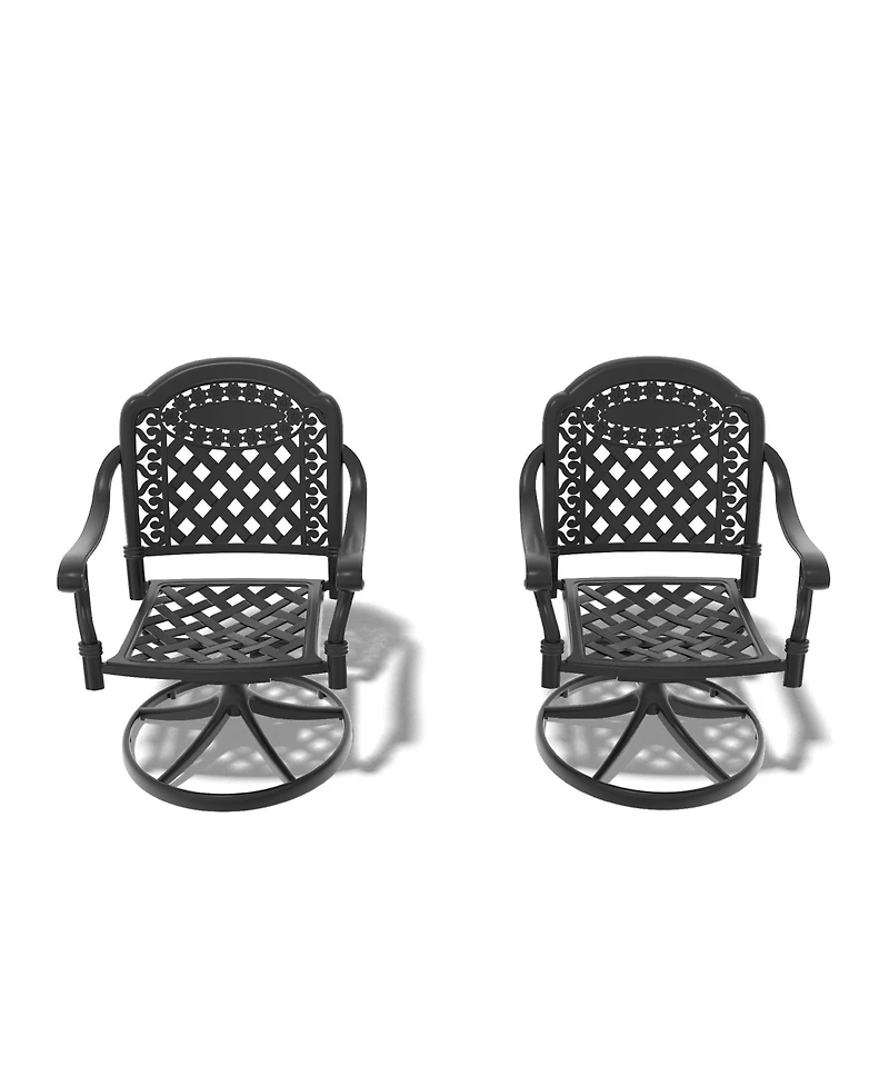 Clihome Patio Cast Aluminum Swivel Dining Chairs with Random Color Cushions, Set of 2