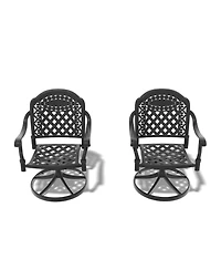 Clihome Patio Cast Aluminum Swivel Dining Chairs with Random Color Cushions, Set of 2