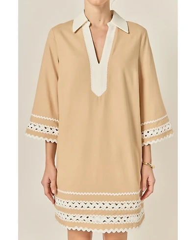 English Factory Women's Color Block Shirt Mini Dress