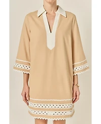 English Factory Women's Color Block Shirt Mini Dress