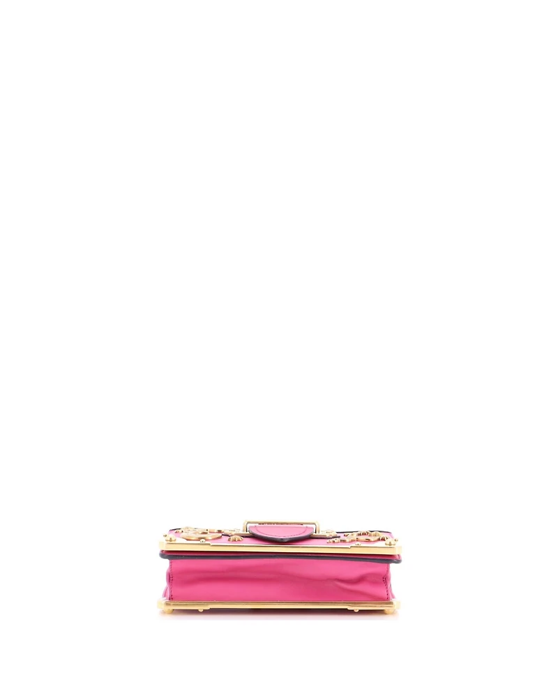 Pre-Owned Prada Small Cahier Crossbody Bag Embellished Leather