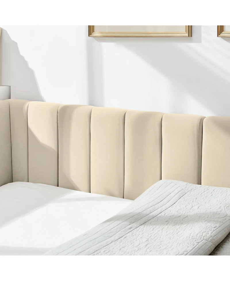 flynama Velvet Tufted Daybed Backrest Armrest