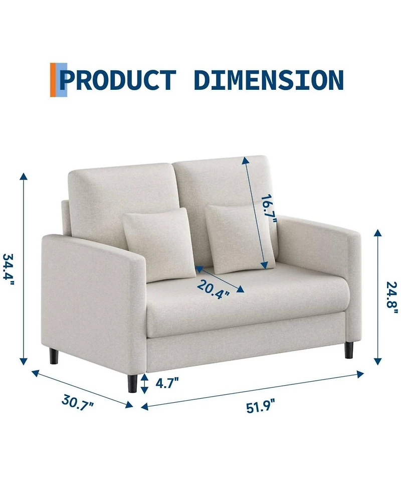 gaomon 51.9" Sofa Accent Chair, Chenille Loveseat for Bedroom