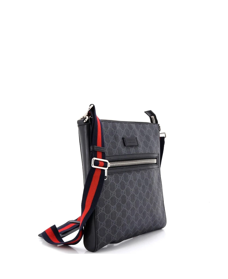 Pre-Owned Gucci Medium Web Strap Front Zip Messenger Bag Gg Coated Canvas