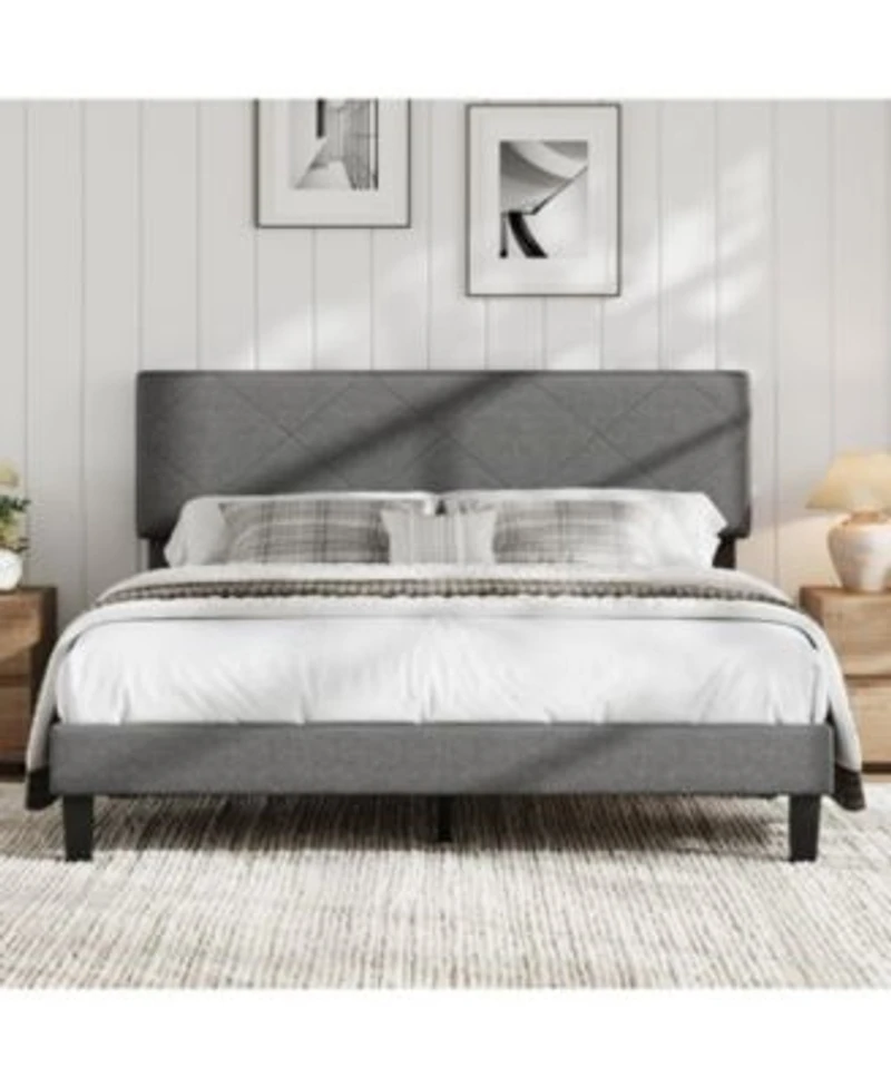 Gaomon Bed Frames With Upholstered Storage Headboard Platform Bed With Bookshelf Velvet Bed Mattress Foundation