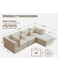 gaomon 110" L-Shaped Modular Sectional Sofa, 4-Seater Oversized Chenille Couch with Double Chaise
