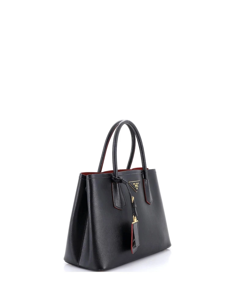 Pre-Owned Prada Small Cuir Double Tote Saffiano Leather