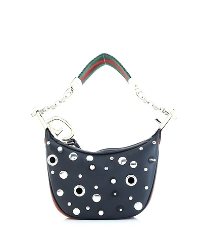 Pre-Owned Gucci Mini Attache Shoulder Bag Grommet Embellished Leather