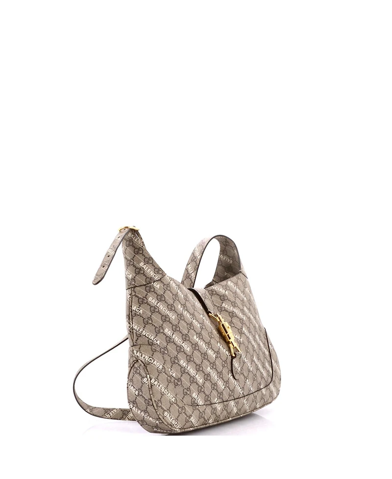 Pre-Owned Gucci Medium x Balenciaga The Hacker Project Jackie 1961 Hobo Gg Coated Canvas