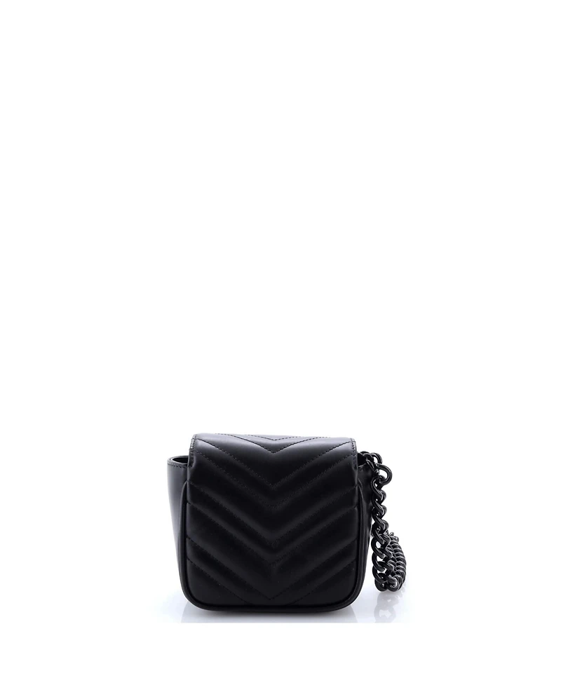 Pre-Owned Gucci Mini Gg Marmont Flap Belt Bag Matelasse Leather