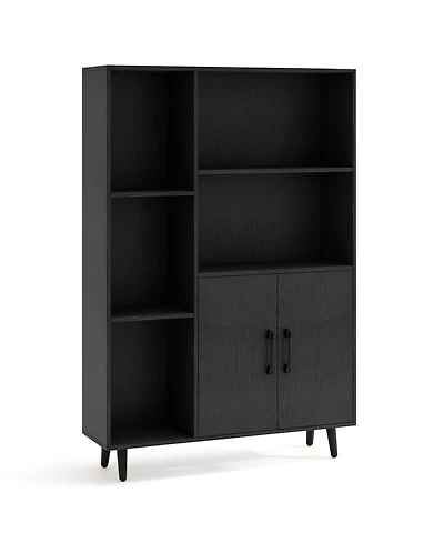 Slickblue 47 Inch Bookshelf with Open Cubes and Bottom Storage Cabinet