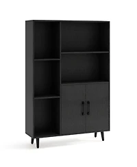 Slickblue 47 Inch Bookshelf with Open Cubes and Bottom Storage Cabinet