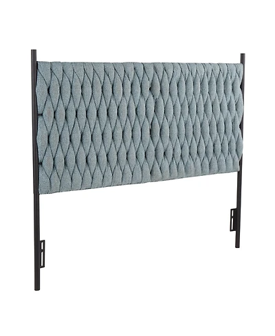 flynama Fabric Queen Headboard with Black Metal Frame and Braided Tufting