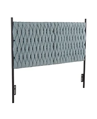 flynama Fabric Queen Headboard with Black Metal Frame and Braided Tufting