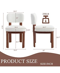Clihome Modern Fabric Upholstered Dining Chairs, Accent Wood Legs, Armless Side Dinner Chair