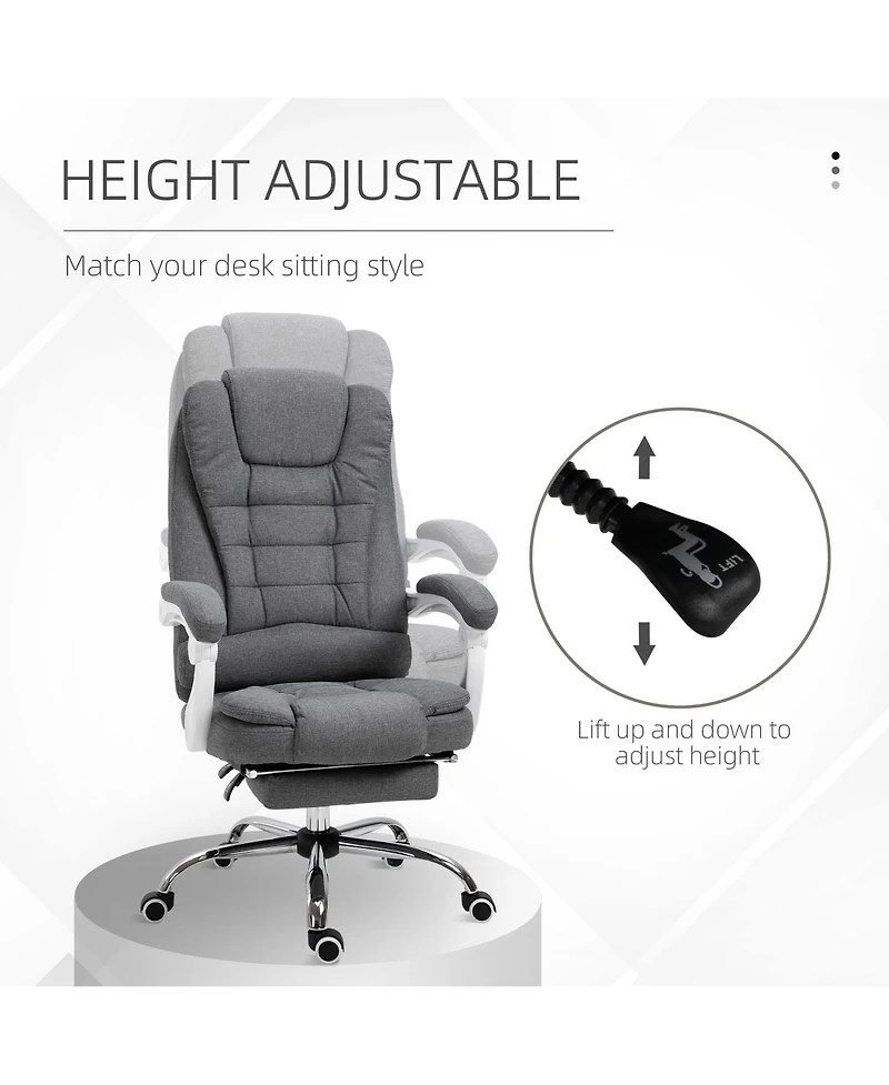 Boyel Living Executive Office Chair with Footrest Linen-Fabric Computer Chair Adjustable
