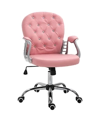 Boyel Living Pu Leather Button Tufted Desk Chair with Adjustable Height and Padded Armrests