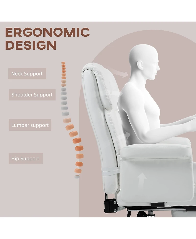 Boyel Living Executive Office Chair Pu Leather Ergonomic Desk Reclining Footrest Lumbar Support