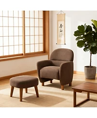 Boyel Living Modern Lazy Chair with Ottoman, Upholstered Reading Chair, Compact Accent Footrest for Small