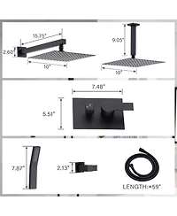 Busdays 10-Inch Ceiling Mount Rainfall Shower System, All-Metal Rain Showerhead with Handheld Sprayer