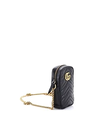 Pre-Owned Gucci Mini Gg Marmont Vertical Phone Crossbody Bag Matelasse Leather
