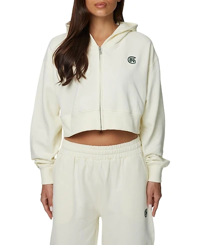 Good For Nothing Women's Cropped Zipped Halftone Hoodie