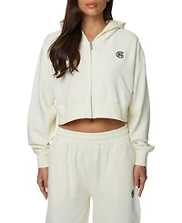 Good For Nothing Women's Cropped Zipped Halftone Hoodie