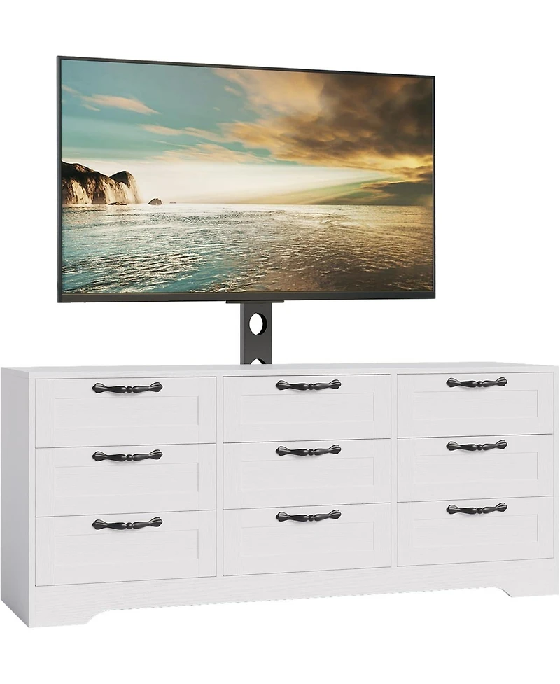 gaomon 9 Drawer Dresser Tv Stand with Mount for 32-85 in TVs, Modern Entertainment Center with Drawers, Media Console Table for Bedroom Living