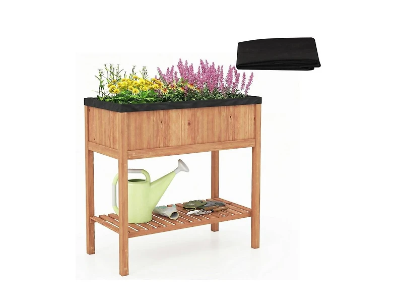 Slickblue Raised Wooden Garden Bed with Storage & 220 lb Capacity