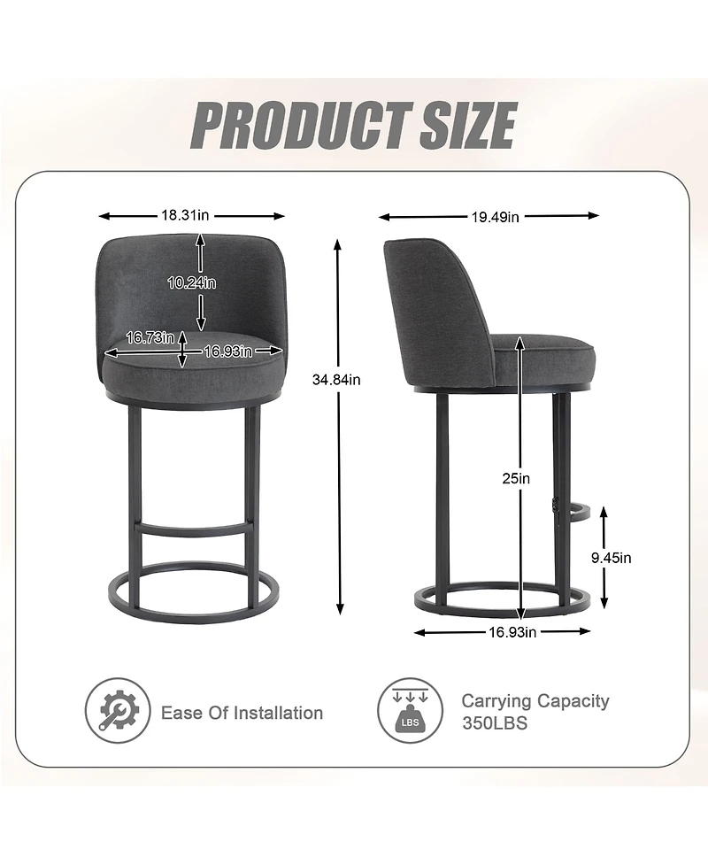 Rainsken Modern Barrel Bar Stools Set of 2