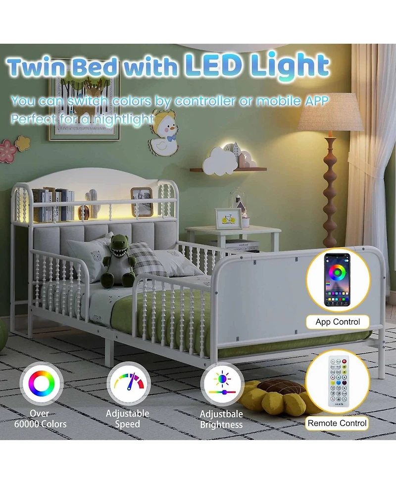 Rainsken Twin Metal Platform Bed Frame with Light