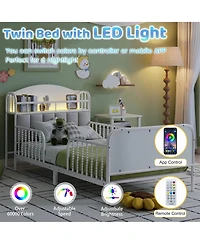 Rainsken Twin Metal Platform Bed Frame with Light